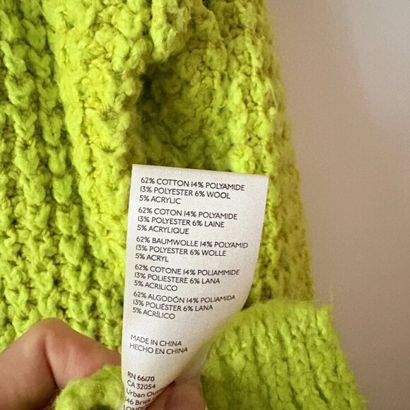 Free People Whistle Thermal Henley Knit Sweater in Acid Lime Combo Size XS - Picture 9 of 9